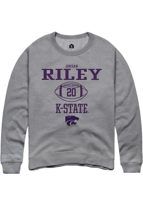 Jordan Riley Rally Mens Graphite K-State Wildcats NIL Sport Icon Crew Sweatshirt