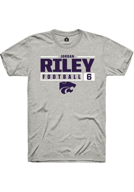 Jordan Riley Ash K-State Wildcats NIL Stacked Box Short Sleeve T Shirt