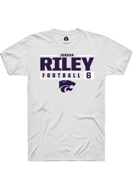 Jordan Riley White K-State Wildcats NIL Stacked Box Short Sleeve T Shirt