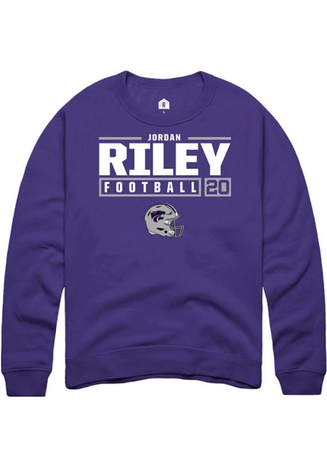 Jordan Riley Rally Mens Purple K-State Wildcats NIL Stacked Box Crew Sweatshirt