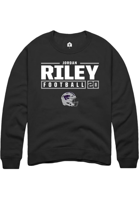 Jordan Riley Rally Mens Black K-State Wildcats NIL Stacked Box Crew Sweatshirt