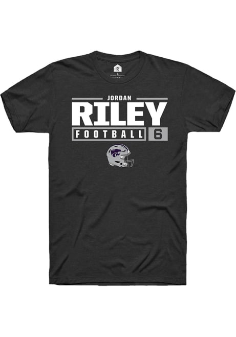 Jordan Riley Black K-State Wildcats NIL Stacked Box Short Sleeve T Shirt