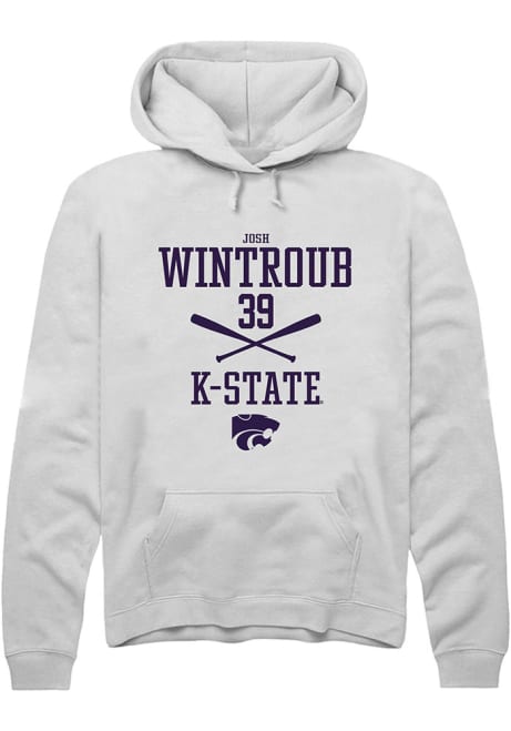 Josh Wintroub Rally Mens White K-State Wildcats NIL Sport Icon Hooded Sweatshirt