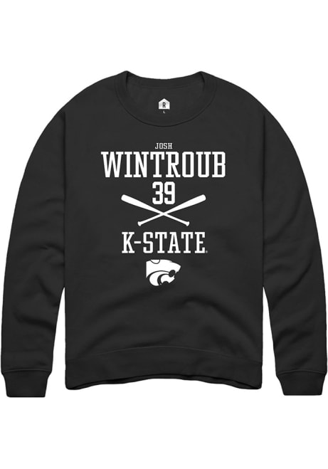 Josh Wintroub Rally Mens Black K-State Wildcats NIL Sport Icon Crew Sweatshirt