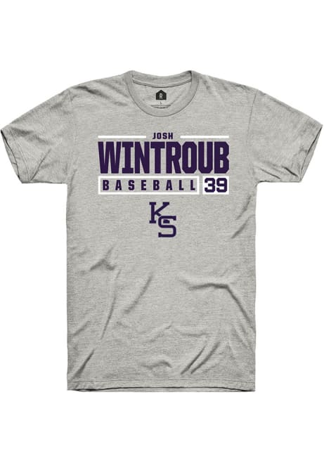 Josh Wintroub Ash K-State Wildcats NIL Stacked Box Short Sleeve T Shirt