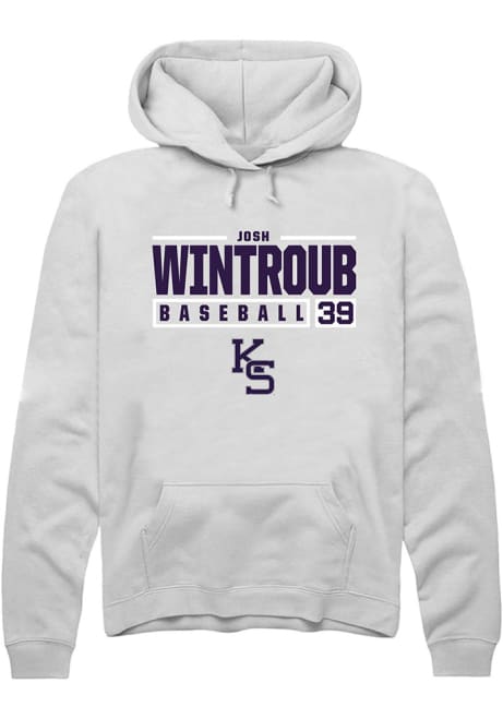 Josh Wintroub Rally Mens White K-State Wildcats NIL Stacked Box Hooded Sweatshirt