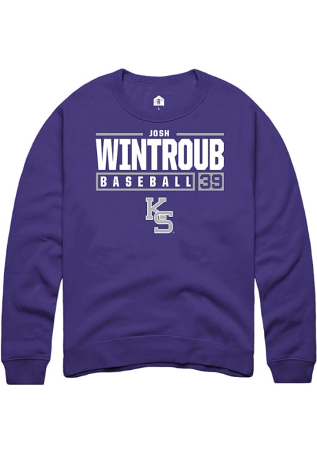 Josh Wintroub Rally Mens Purple K-State Wildcats NIL Stacked Box Crew Sweatshirt