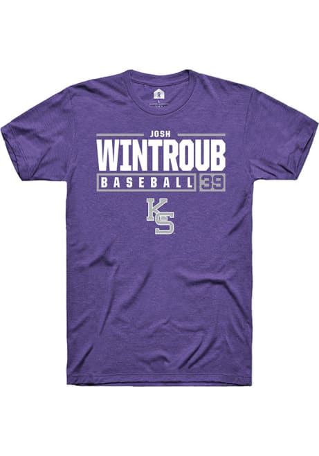 Josh Wintroub Purple K-State Wildcats NIL Stacked Box Short Sleeve T Shirt