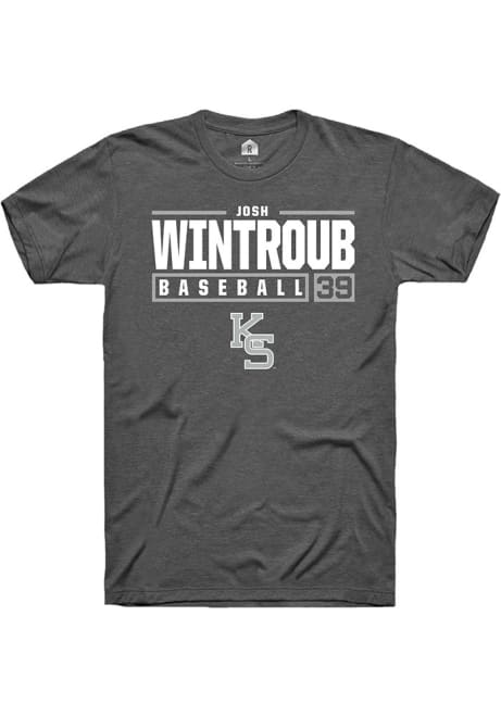 Josh Wintroub Dark Grey K-State Wildcats NIL Stacked Box Short Sleeve T Shirt