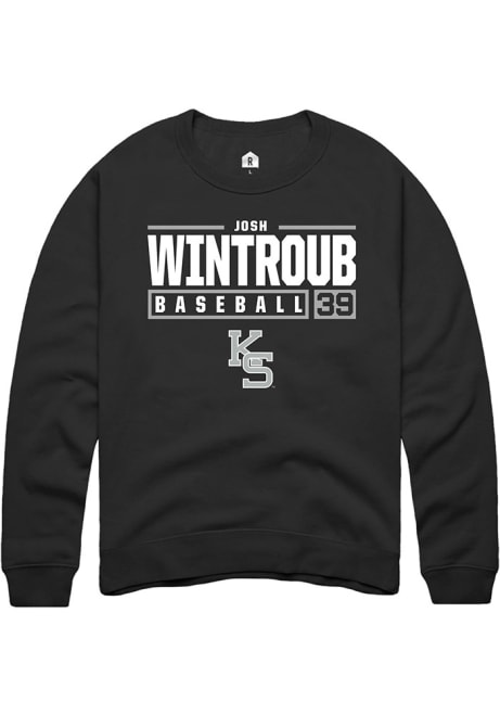 Josh Wintroub Rally Mens Black K-State Wildcats NIL Stacked Box Crew Sweatshirt