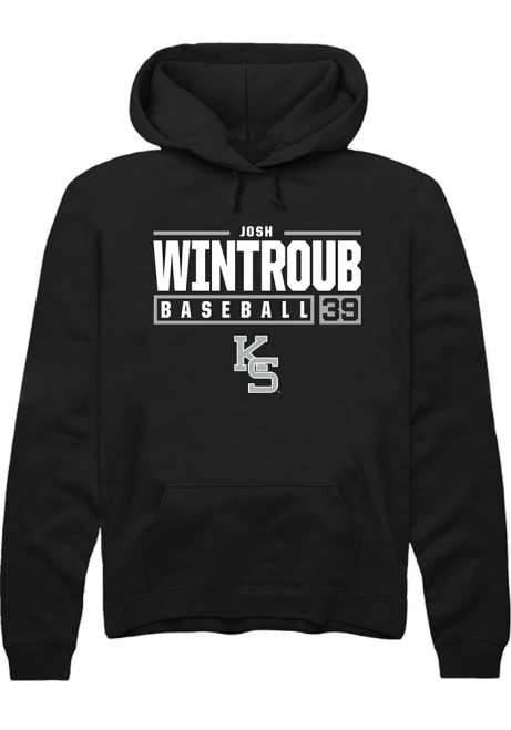 Josh Wintroub Rally Mens Black K-State Wildcats NIL Stacked Box Hooded Sweatshirt