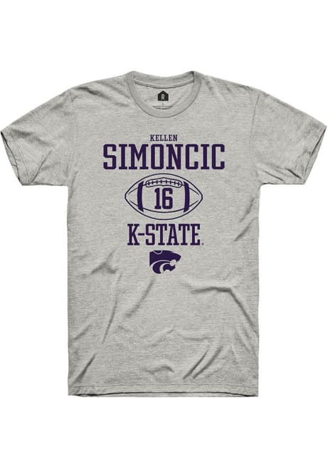 Kellen Simoncic Ash K-State Wildcats NIL Sport Icon Short Sleeve T Shirt