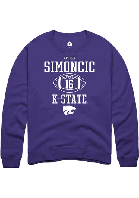Kellen Simoncic Rally Mens Purple K-State Wildcats NIL Sport Icon Crew Sweatshirt