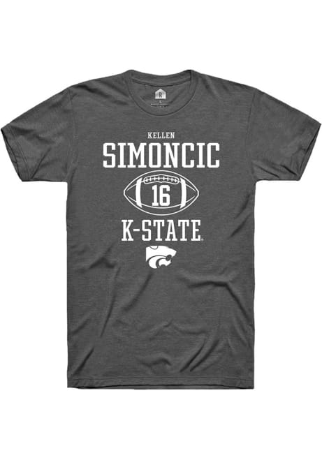 Kellen Simoncic Grey K-State Wildcats NIL Sport Icon Short Sleeve T Shirt