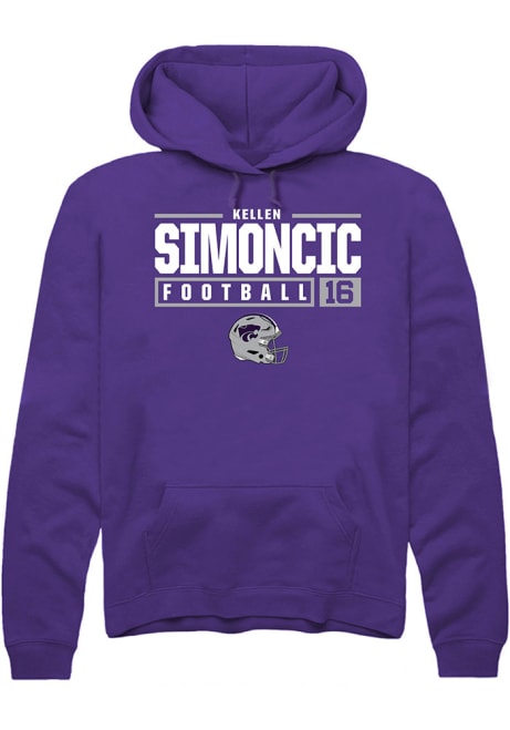 Kellen Simoncic Rally Mens Purple K-State Wildcats NIL Stacked Box Hooded Sweatshirt