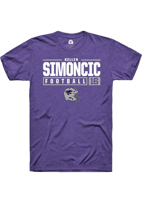 Kellen Simoncic Purple K-State Wildcats NIL Stacked Box Short Sleeve T Shirt