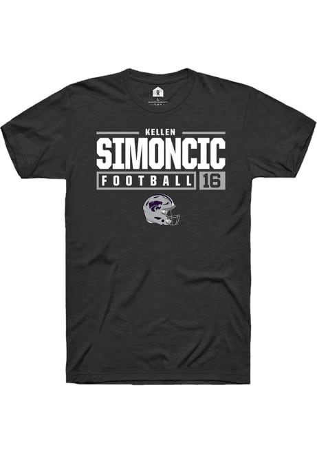 Kellen Simoncic Black K-State Wildcats NIL Stacked Box Short Sleeve T Shirt