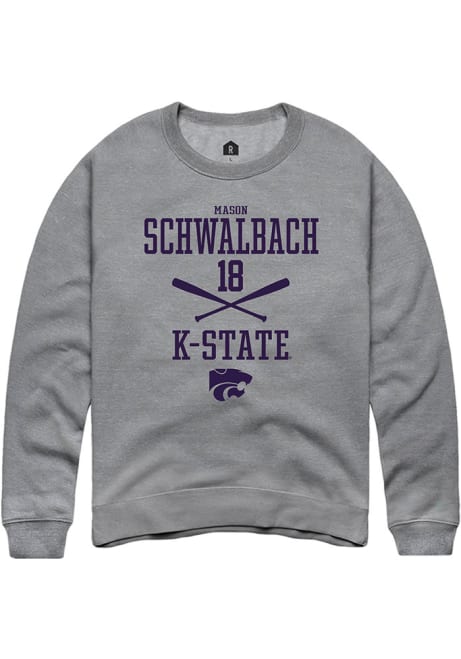 Mason Schwalbach Rally Mens Graphite K-State Wildcats NIL Sport Icon Crew Sweatshirt