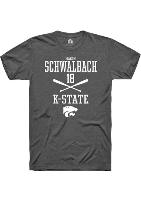 Mason Schwalbach Dark Grey K-State Wildcats NIL Sport Icon Short Sleeve T Shirt