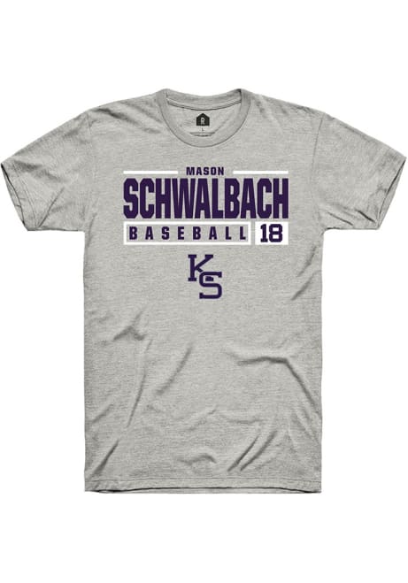 Mason Schwalbach Ash K-State Wildcats NIL Stacked Box Short Sleeve T Shirt