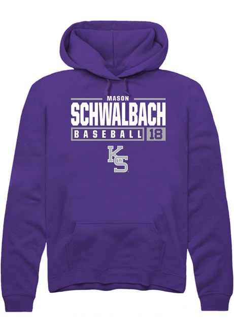 Mason Schwalbach Rally Mens Purple K-State Wildcats NIL Stacked Box Hooded Sweatshirt