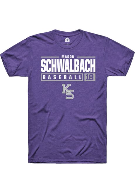Mason Schwalbach Purple K-State Wildcats NIL Stacked Box Short Sleeve T Shirt