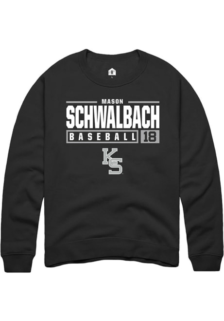 Mason Schwalbach Rally Mens Black K-State Wildcats NIL Stacked Box Crew Sweatshirt