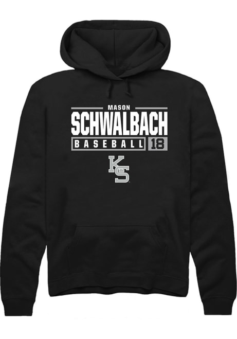 Mason Schwalbach Rally Mens Black K-State Wildcats NIL Stacked Box Hooded Sweatshirt