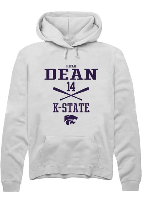 Micah Dean Rally Mens White K-State Wildcats NIL Sport Icon Hooded Sweatshirt