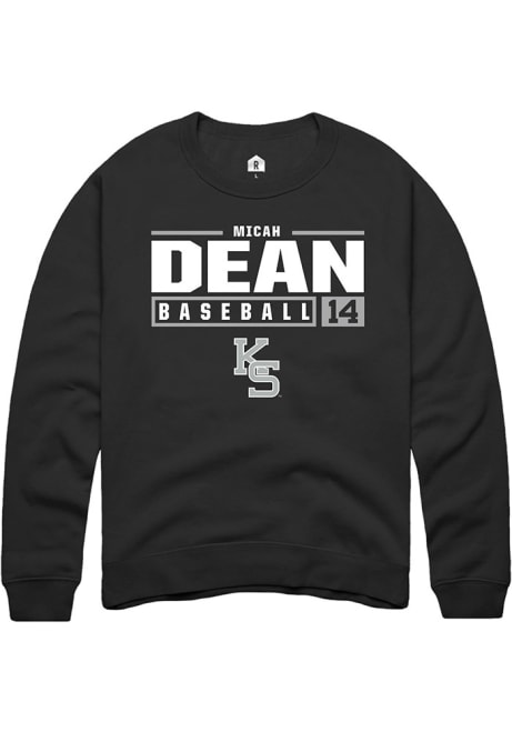 Micah Dean Rally Mens Black K-State Wildcats NIL Stacked Box Crew Sweatshirt