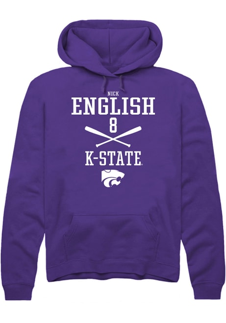 Nick English Rally Mens Purple K-State Wildcats NIL Sport Icon Hooded Sweatshirt