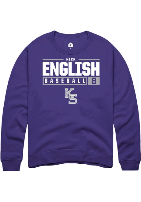 Nick English Rally Mens Purple K-State Wildcats NIL Stacked Box Crew Sweatshirt