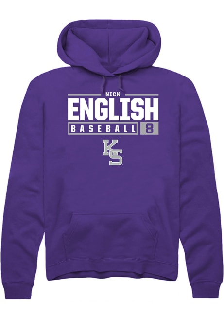 Nick English Rally Mens Purple K-State Wildcats NIL Stacked Box Hooded Sweatshirt
