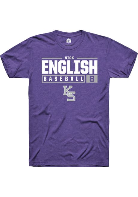 Nick English Purple K-State Wildcats NIL Stacked Box Short Sleeve T Shirt