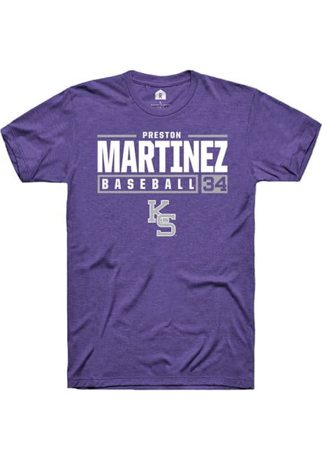 Preston Martinez Purple K-State Wildcats NIL Stacked Box Short Sleeve T Shirt