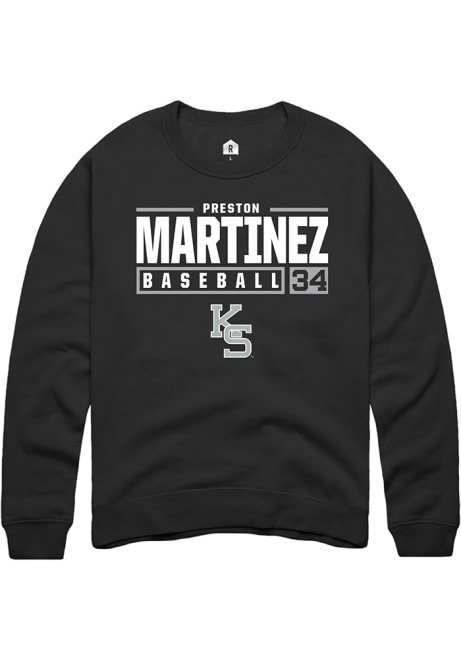 Preston Martinez Rally Mens Black K-State Wildcats NIL Stacked Box Crew Sweatshirt