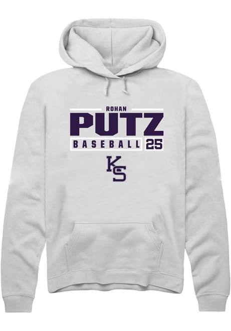 Rohan Putz Rally Mens White K-State Wildcats NIL Stacked Box Hooded Sweatshirt