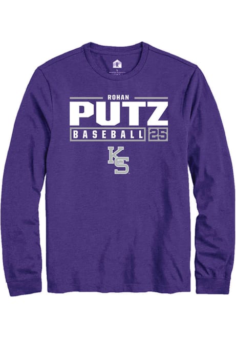 Rohan Putz Rally Mens Purple K-State Wildcats NIL Stacked Box Tee