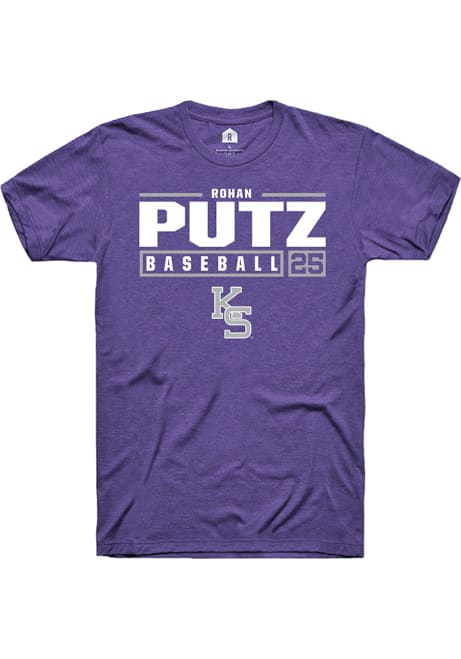 Rohan Putz Purple K-State Wildcats NIL Stacked Box Short Sleeve T Shirt