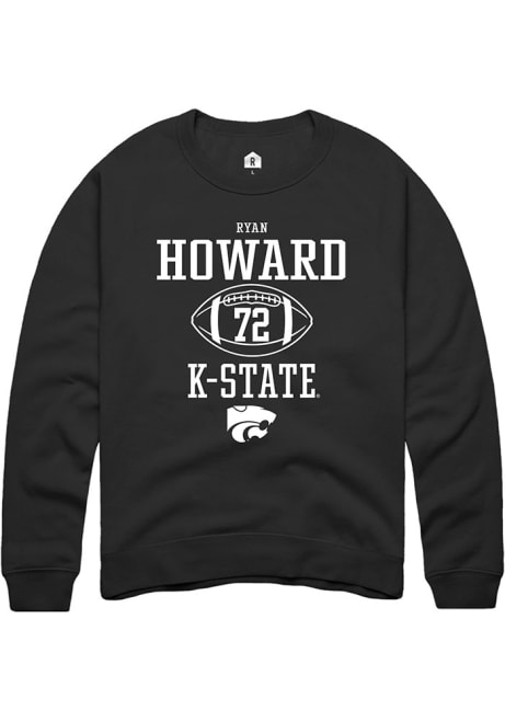 Ryan Howard Rally Mens Black K-State Wildcats NIL Sport Icon Crew Sweatshirt