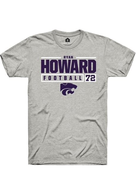 Ryan Howard Ash K-State Wildcats NIL Stacked Box Short Sleeve T Shirt