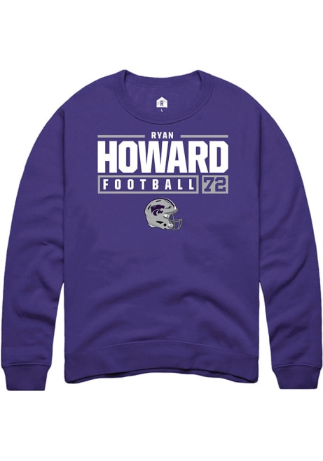 Ryan Howard Rally Mens Purple K-State Wildcats NIL Stacked Box Crew Sweatshirt