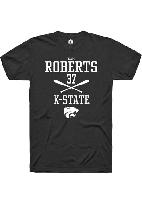 Sam Roberts Black K-State Wildcats NIL Sport Icon Short Sleeve T Shirt