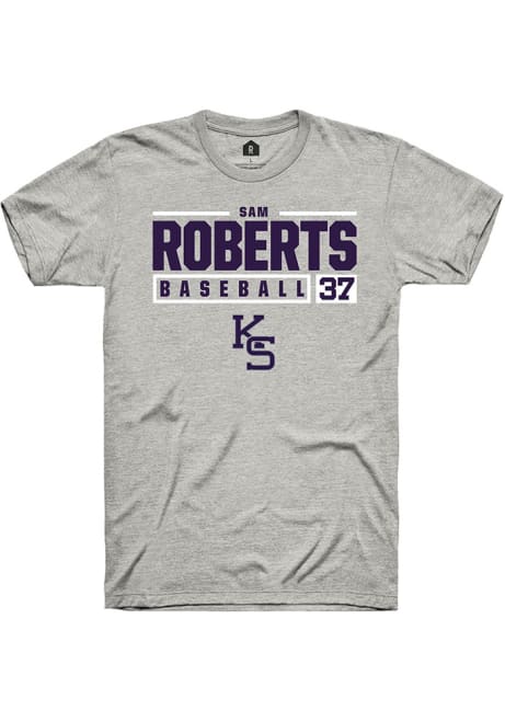 Sam Roberts Ash K-State Wildcats NIL Stacked Box Short Sleeve T Shirt