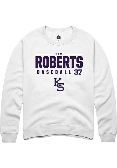 Sam Roberts Rally Mens White K-State Wildcats NIL Stacked Box Crew Sweatshirt