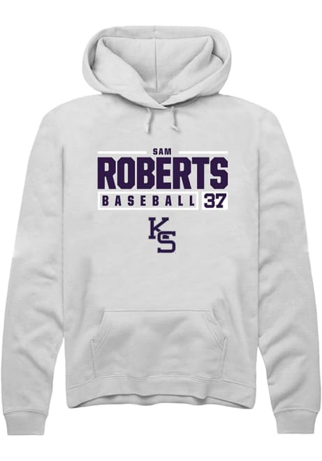 Sam Roberts Rally Mens White K-State Wildcats NIL Stacked Box Hooded Sweatshirt
