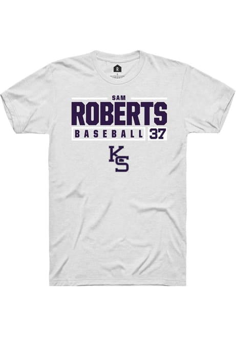 Sam Roberts White K-State Wildcats NIL Stacked Box Short Sleeve T Shirt