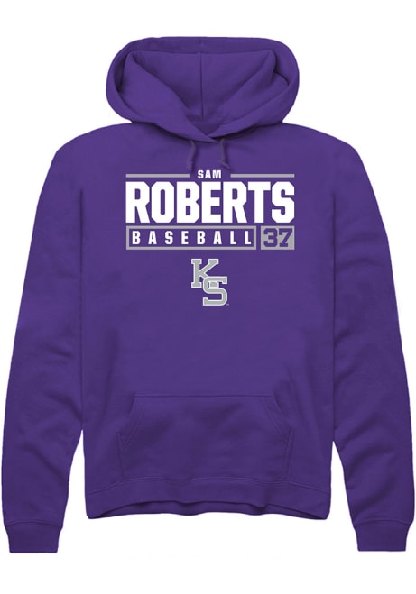 Sam Roberts Rally Mens Purple K-State Wildcats NIL Stacked Box Hooded Sweatshirt