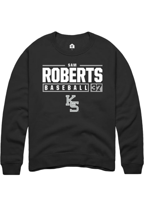 Sam Roberts Rally Mens Black K-State Wildcats NIL Stacked Box Crew Sweatshirt