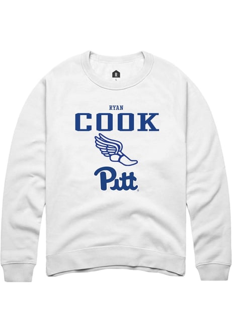 Ryan Cook Rally Mens White Pitt Panthers NIL Sport Icon Crew Sweatshirt